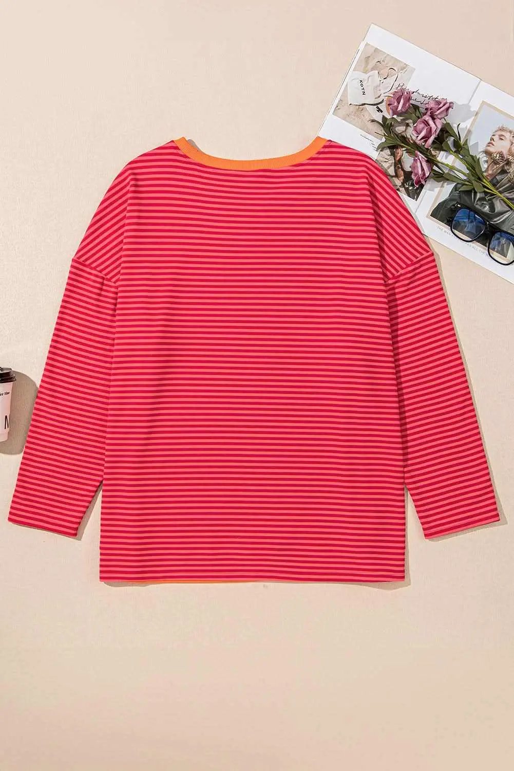 Chic orange striped plus size top - Love Salve